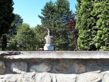 Statue against trees and sky