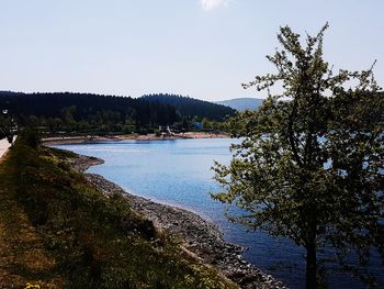 Scenic view of lake against sky