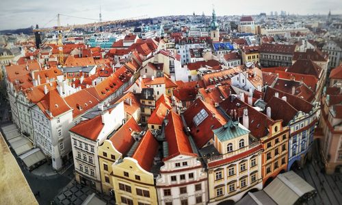 High angle view of townscape against sky