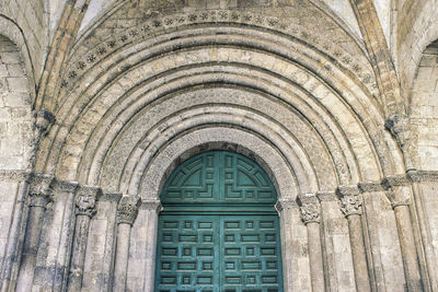 Low angle view of closed door of building