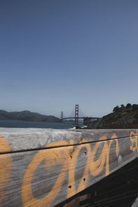 View of suspension bridge against clear sky
