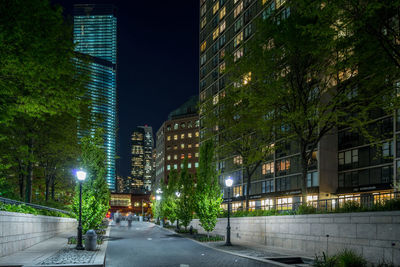 Illuminated building at night