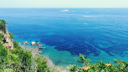 High angle view of sea against sky