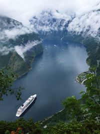 Scenic view of boats in sea