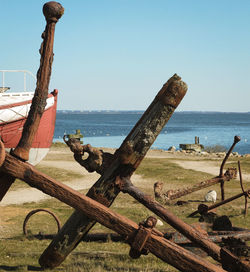 Old anchors at beach