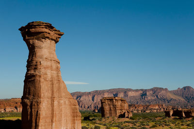 Rock formation against clear sky