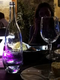 Glass of wine glasses on table in restaurant