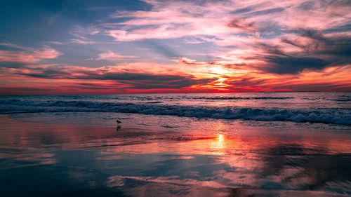 Scenic view of sea against sky during sunset