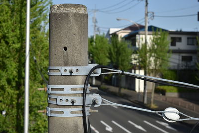 Close-up of vintage car on road in city
