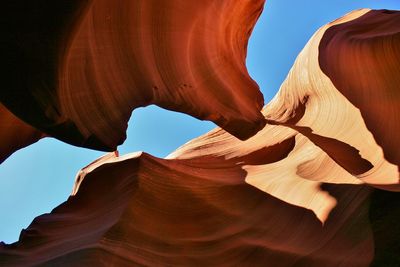 Low angle view of rock formations at antelope canyon