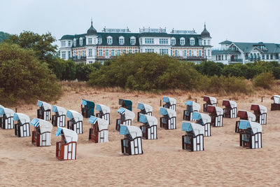 Beach baskets on a beach in northern germany 