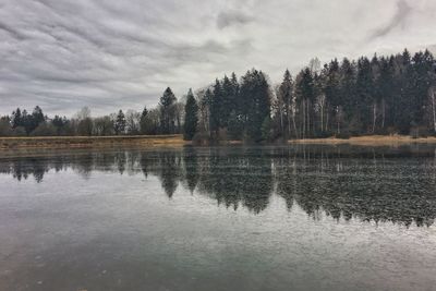 Scenic view of lake against sky