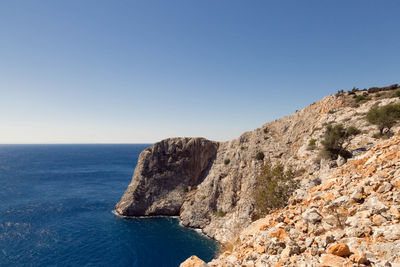 Scenic view of sea against clear sky