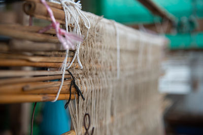 Close-up of loom