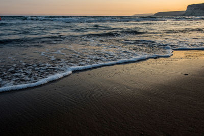 Scenic view of sea during sunset