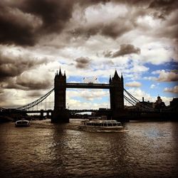 Low angle view of suspension bridge