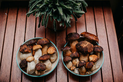 High angle view of vegetables on table