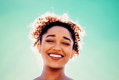 Low angle view of young woman