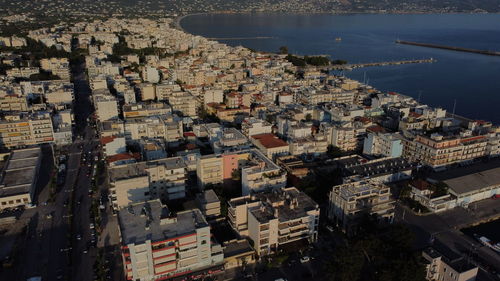 High angle view of buildings in city kalamata
