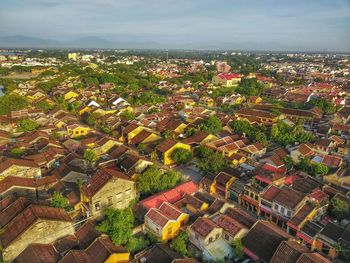 High angle view of townscape against sky