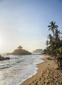 Scenic view of sea against clear sky