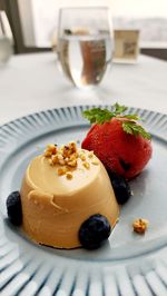 Close-up of dessert in plate on table