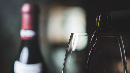 Close-up of glasses on table