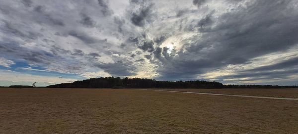Scenic view of field against sky during sunset