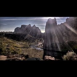 Scenic view of rocks and mountains