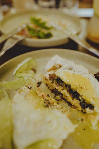 Close-up of meal served in plate