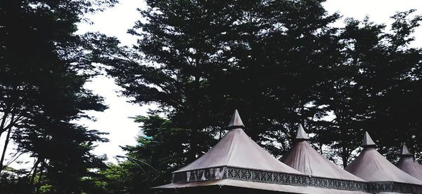 Low angle view of tent against sky