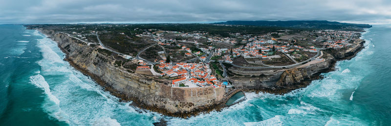 High angle view of sea against sky