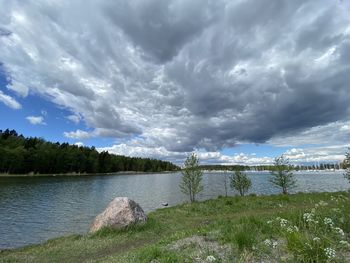 Scenic view of lake against sky