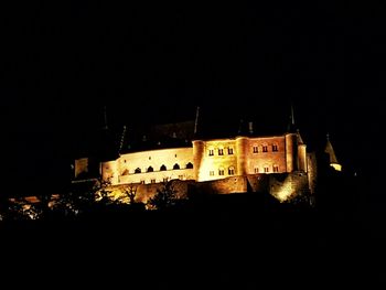 View of built structure at night