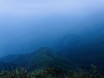 Scenic view of sea and mountains