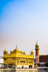 Low angle view of historic building against clear sky