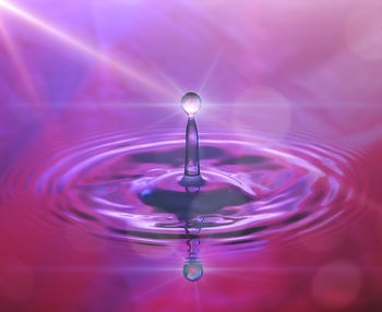 Close-up of drop falling in water