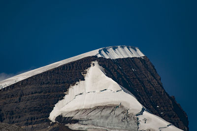 Low angle view of built structure against clear blue sky