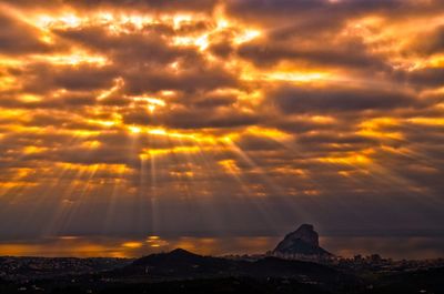 Scenic view of dramatic sky during sunset