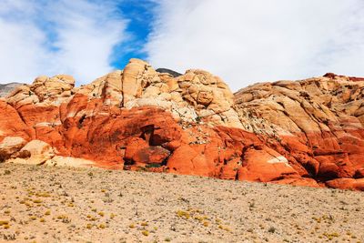 Rock formations on landscape against sky