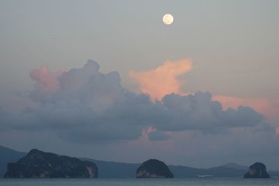 Scenic view of sea against sky at sunset