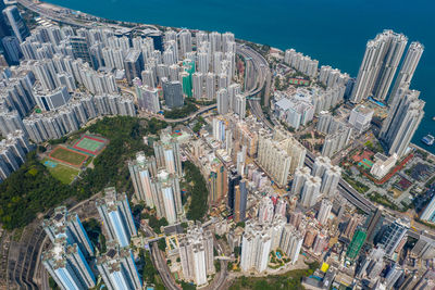 Aerial view of buildings in city