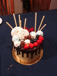 High angle view of cupcakes on table