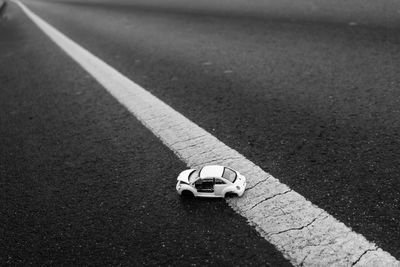 High angle view of car on street