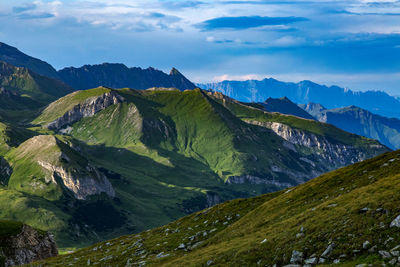 Scenic view of mountains against sky