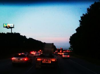 Traffic on road at night