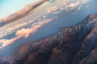 Aerial view of mountain against sky