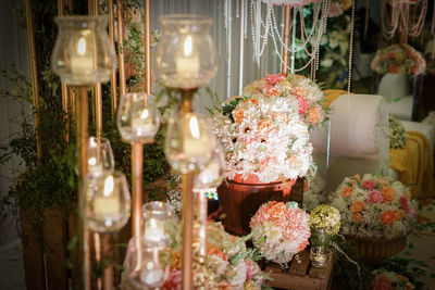 Flower pots on display at store