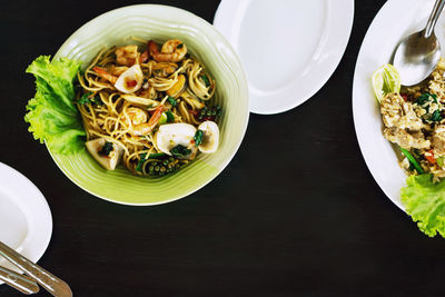 High angle view of meal served in bowl