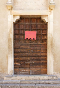 Closed door of old building